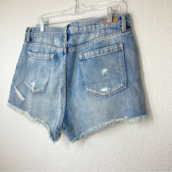 Blank NYC Denim Shorts High Waist Size 30 Light Wash Fraged Riped Cotton - Picture 8 of 14